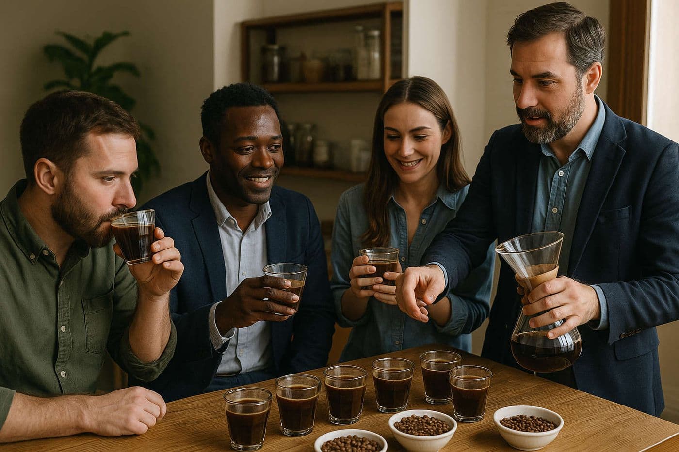 Coffee tasting experience in the Dominican Republic, with an expert guiding participants through premium brews and aromas.